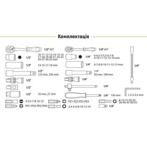 Набор инструмента 94 предмета 1/2 и 1/4 Alloid NI-1094 WN-6 NI-1094WN-6 фото