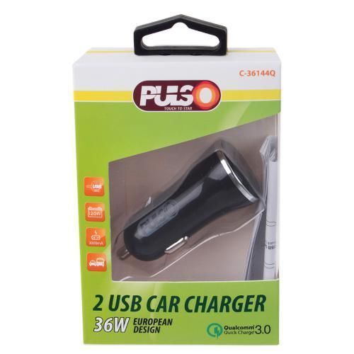 Автомобильное зарядное устройство 36W 2USB QC3.0 12-24V PULSO C-36144Q C-36144Q фото