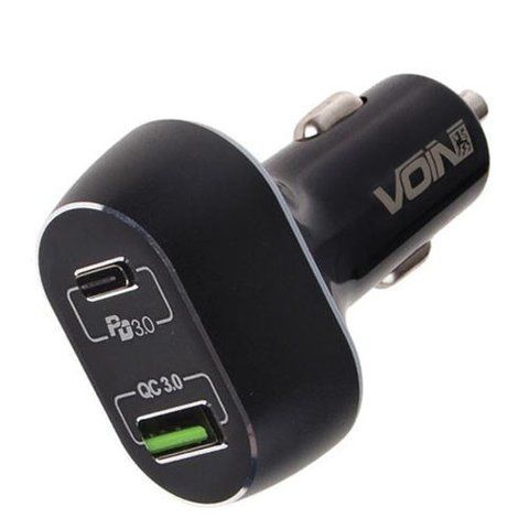 Автомобільний зарядний пристрій 63W 1USB QC3.0 + 1PD 12-24V VOIN C-63202Q C-63202Q фото
