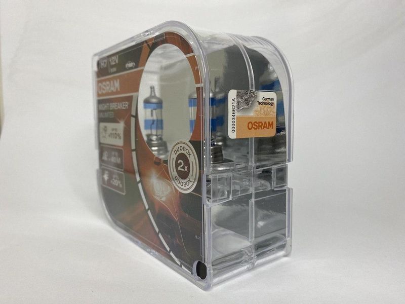 Галогеновые лампы Osram H7 12V 55W + 110% Night Breaker Unlimited Комплект 2 шт H7+110% фото