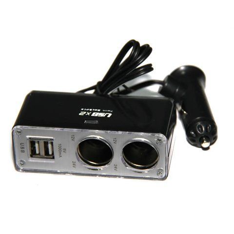Подовжувач прикурювача 2 виходи 2 USB 1А 12-24V Voin WF-0030 WF-0030 фото