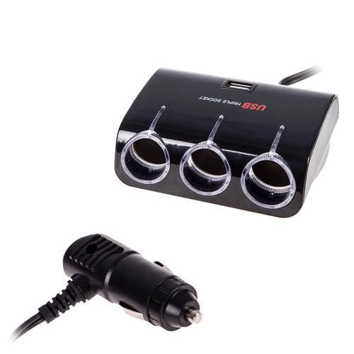 Удлинитель прикуривателя 3 выхода + 1USB 1А 12-24V VOIN SC-3073 SC-3073 фото